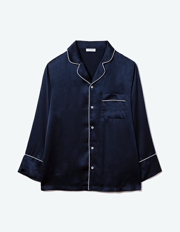 ペア展開あり】メンズシルクパジャマ長袖＆ロングパンツ/セット