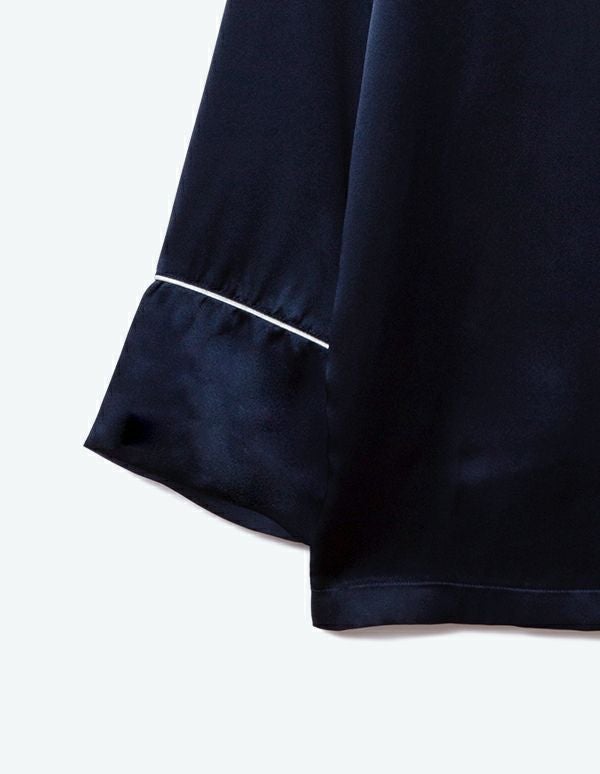 ペア展開あり】メンズシルクパジャマ長袖＆ロングパンツ/セット