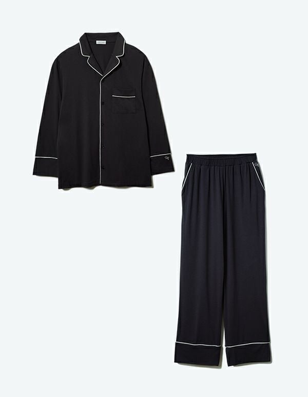 ペア展開あり】メンズコットンベアパジャマ長袖＆ロングパンツ/セット