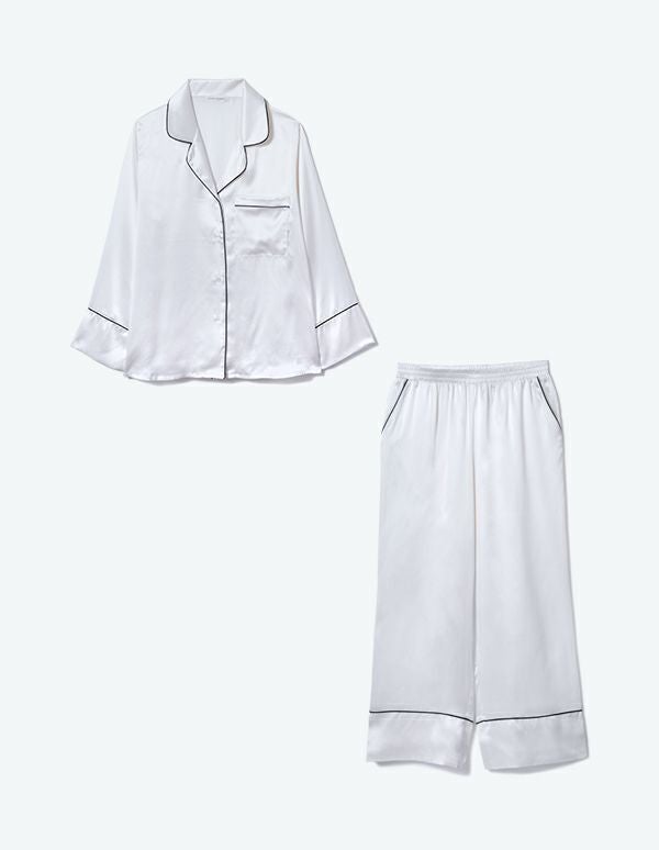 ペア展開あり】シルクパジャマ長袖＆ロングパンツ/セット【BOX付