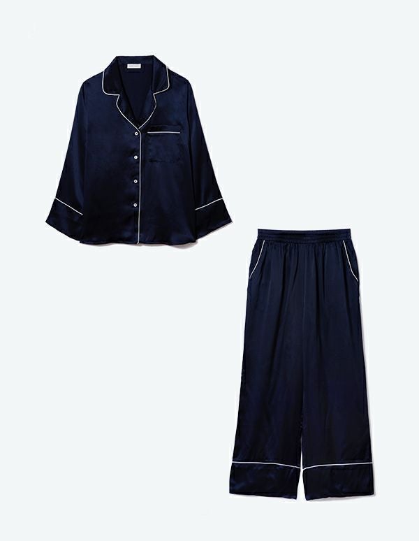 ペア展開あり】シルクパジャマ長袖＆ロングパンツ/セット【BOX付