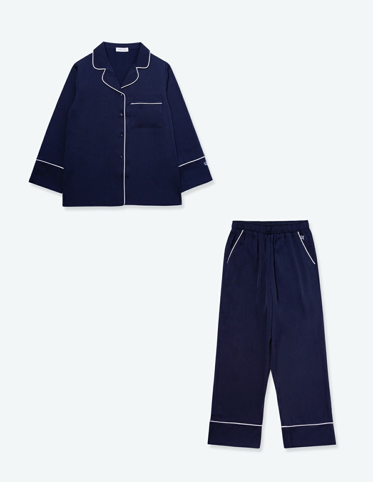 ペア展開あり】ヴィンテージサテンパジャマ長袖＆ロングパンツ/セット