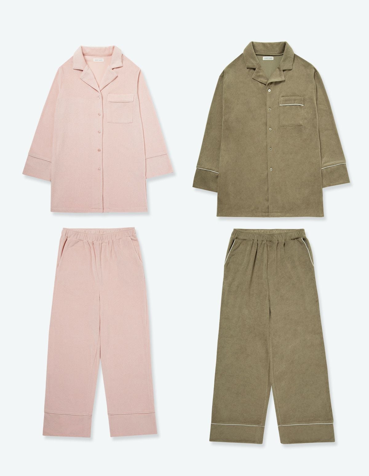 最終価格　新品SONIA RYKIEL ペア　パジャマセット M 水色 ピンク パイルパジャマ長袖セット【ペアパジャマ/限定RED-BOX付】 | パジャマ