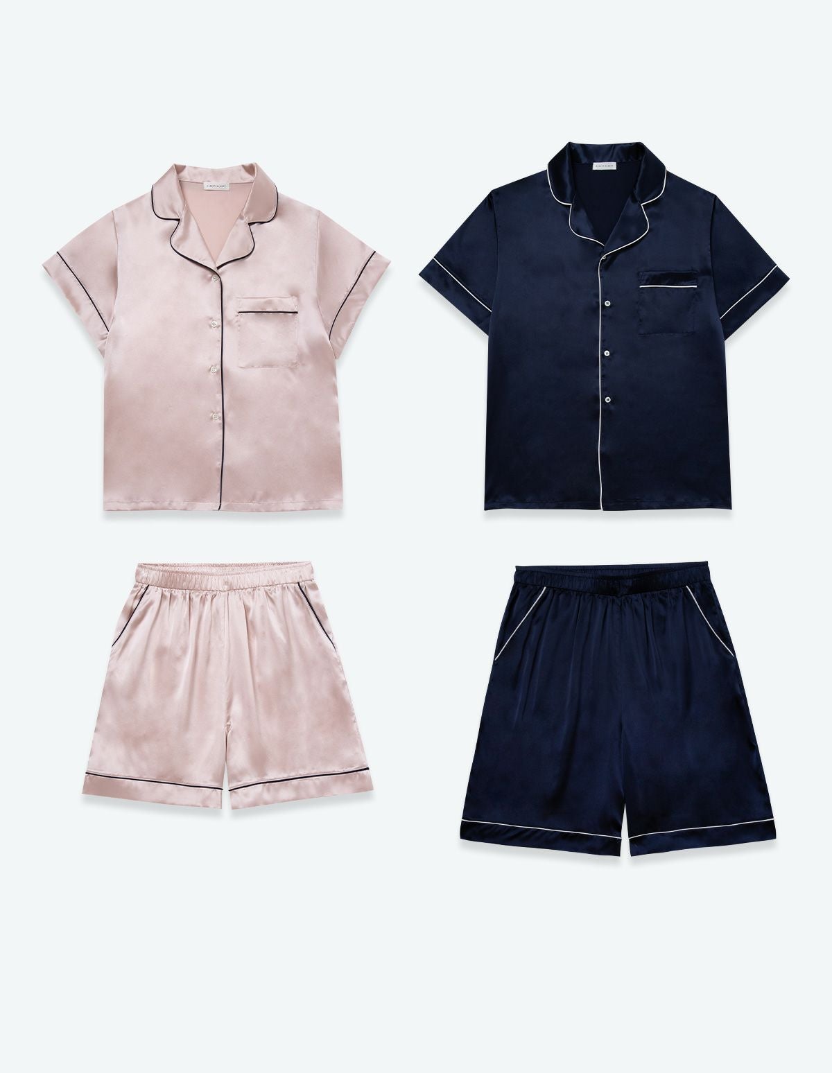 シルクパジャマ半袖ショートパンツ【ペアパジャマ/限定BOX付