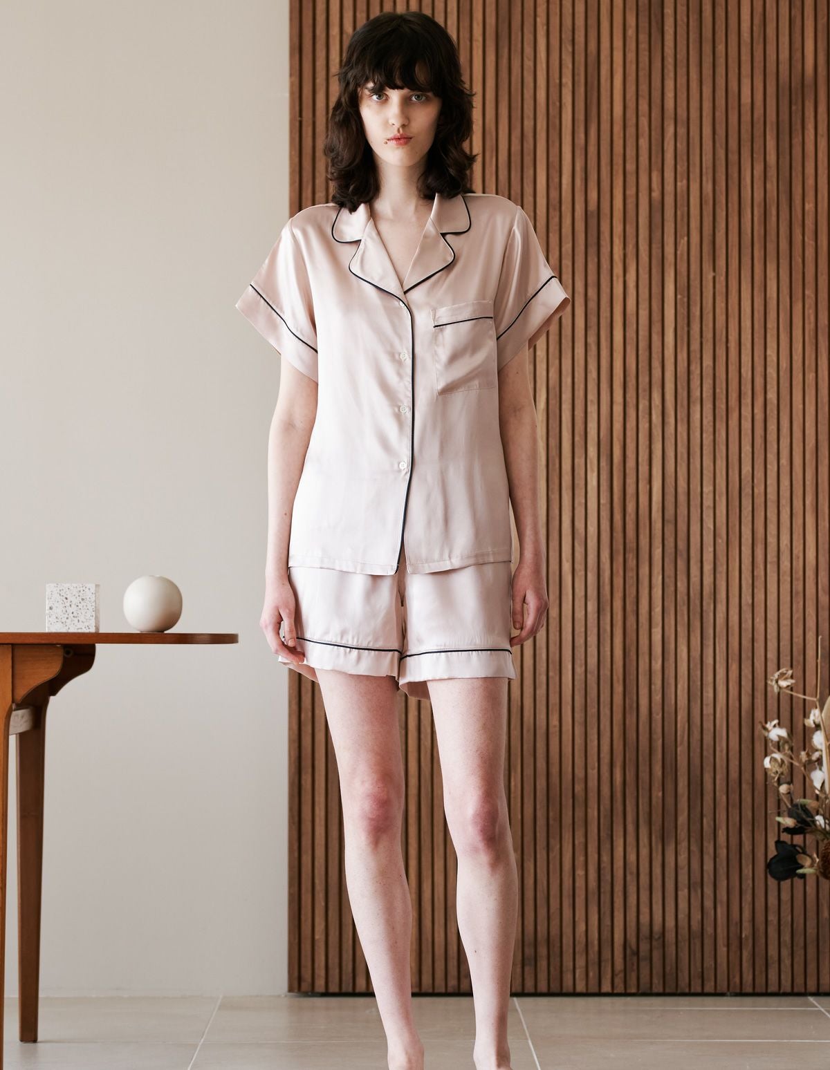 シルクパジャマ半袖ショートパンツ【ペアパジャマ/限定BOX付