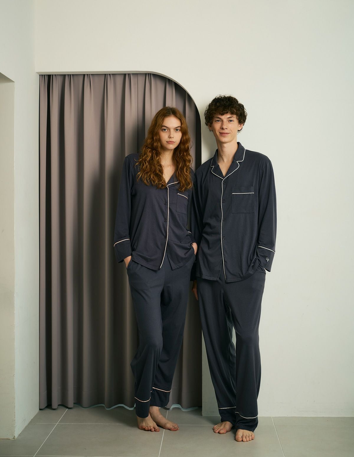 NEWPEACE ネイビー ルームウェア 【ギフトボックス付き】男女兼用Lサイズ リカバリーパジャマセット(ロング) L NEWPEACE グレージュ WS-AI-14C-L